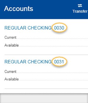 Account Suffix in Online Banking